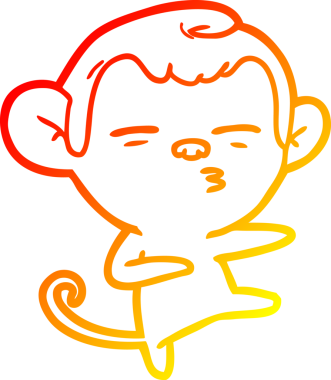 Bir insan tarafından çizilmiş şüpheli bir maymunun sıcak çizgi çizimi