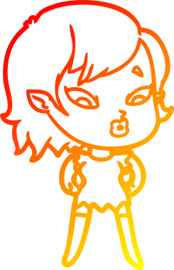 Bir insan tarafından çizilmiş sevimli bir vampir kız çizgi çizimi.