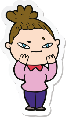 Bir insan tarafından çizilmiş bir karikatür kadının çıkartması.