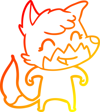 Bir insan tarafından çizilmiş mutlu bir tilkinin sıcak çizgi çizimi