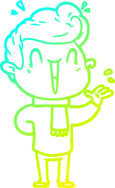 Bir insan tarafından çizilmiş, heyecanlı bir çizgi film çizimi.