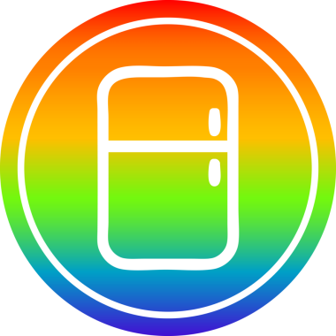 Mutfak buzdolabı dairesel simgesi gökkuşağı gradyan bir insan tarafından çizilmiş