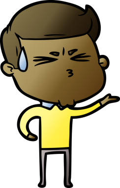 Bir insan tarafından çizilmiş terleyen çizgi film adamı.