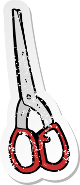 İnsan tarafından çizilmiş bir makasın gerilmiş retro yapıştırması.
