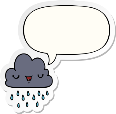 Bir insan tarafından çizilmiş konuşma balonu çıkartmalı karikatür fırtına bulutu.