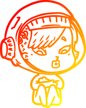 Bir insan tarafından çizilmiş bir astronot kadın çizgi çizimi.