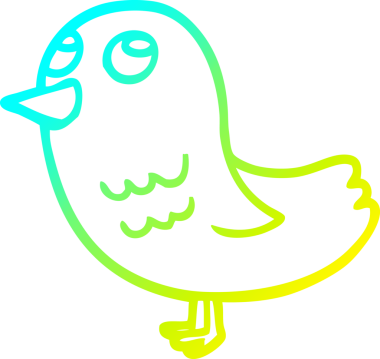 Bir çizgi film kuşunun insan tarafından çizilmiş soğuk eğik çizgisi.