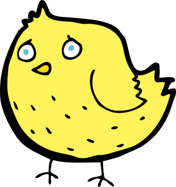 Bir insan tarafından çizilmiş çizgi film kuşu.