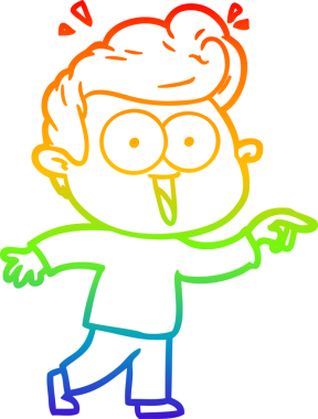 Gökkuşağı gradyanı çizimi bir insan tarafından çizilmiş heyecanlı bir çizgi film