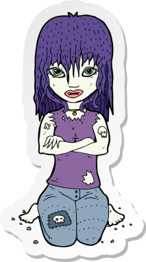 Bir insan tarafından çizilmiş vampir bir kızın çıkartması.