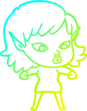 Bir insan tarafından çizilmiş güzel bir elf kızı çizimi.