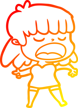 Bir insan tarafından yüksek sesle çizilmiş bir çizgi film kadını çizimi.