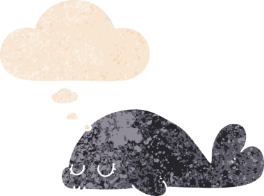 Homurdanan düşünce baloncuklu sevimli karikatür fok bir insan tarafından çizilmiş tedirgin geçmiş doku