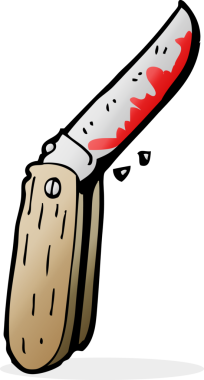 Bir insan tarafından çizilmiş kanlı çizgi film bıçağı.