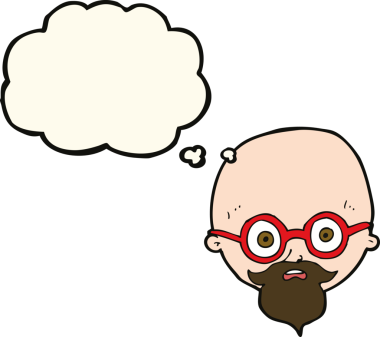 Bir insan tarafından çizilmiş düşünce balonlu sakallı bir adam.