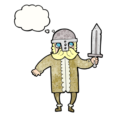 Serbest çizim düşünce balonu bir insan tarafından çizilmiş karikatür Sakson savaşçısı