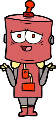 Bir insan tarafından çizilmiş çizgi film robotu