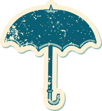 Bir insan tarafından çizilmiş sembolik dövmeli bir şemsiye.