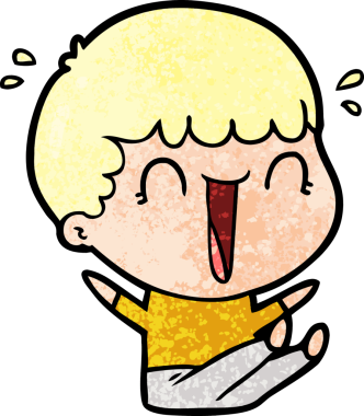 Bir insan tarafından çizilmiş gülen karikatür adam.