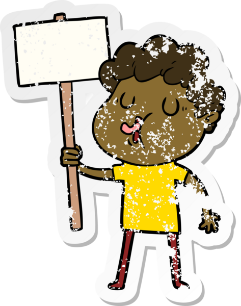 Bir insan tarafından çizilmiş bir çizgi film karakterinin sıkıntılı çıkartması.