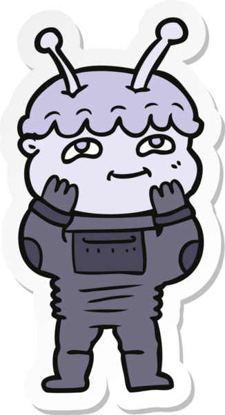 Bir insan tarafından çizilmiş, şaşırmış bir uzay adamının çıkartması.