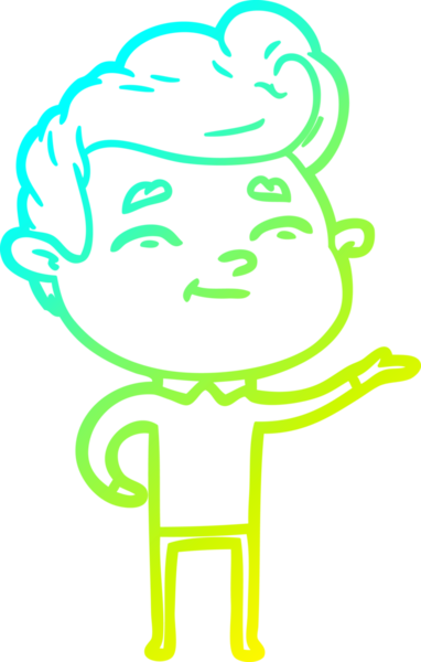 Bir insan tarafından çizilmiş mutlu bir çizgi film karakteri çizimi.