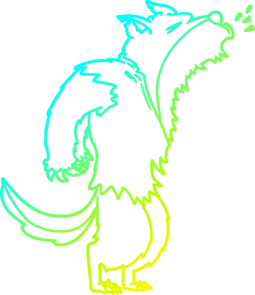 Bir insan tarafından çizilmiş uluyan kurtadamın soğuk çizgi çizimi.