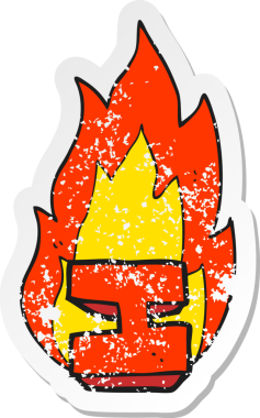 Bir insan tarafından çizdiğim yanan bir karikatürün gerilimli yapıştırması.