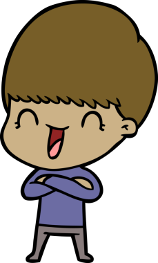 Bir insan tarafından çizilmiş mutlu çizgi film çocuğu.