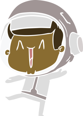 dans eden düz renkli çizgi film astronotu bir insan tarafından çizildi.