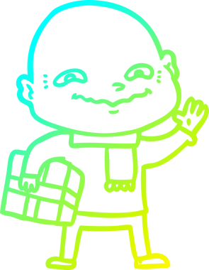 Bir insan tarafından çizilmiş, soğuk gradyan çizgili, gergin bir adamın çizimi.