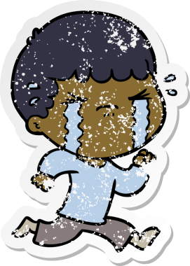 Bir insan tarafından çizilmiş ağlayan bir karikatürcünün sıkıntılı çıkartması.