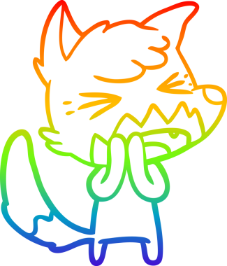 Bir insan tarafından çizilmiş kızgın bir tilkinin gökkuşağı gradyanı çizimi