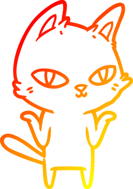 Bir insan tarafından çizilmiş çizgi film kedisinin sıcak çizgi çizimi