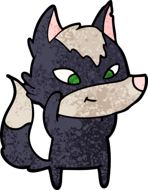 Bir insan tarafından çizilmiş dost canlısı bir kurt.