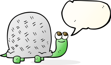 Bir insan tarafından çizilmiş serbest konuşma balonu karikatür kaplumbağası.