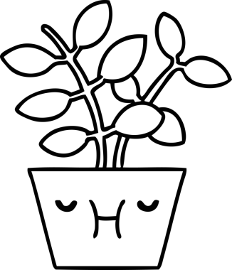 Huzurlu bir ev bitkisinin çizgi karalaması size bir insan tarafından çizilen süper sağlıklı temiz oksijeni verir.