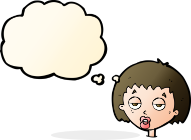 Bir insan tarafından çizilmiş bir düşünce balonuyla sıkılmış karikatür.