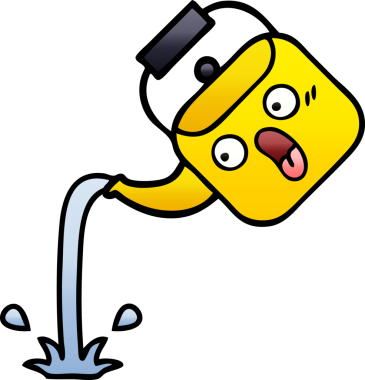 Bir insan tarafından çizilmiş gölgelenmiş çaydanlık karikatürü.