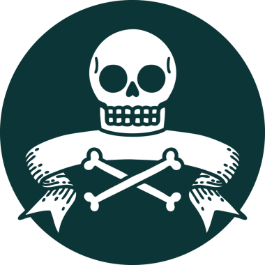 bir insan tarafından çizilmiş bir kafatası pankartıyla dövme biçimi simgesi