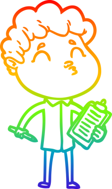 Gökkuşağı gradyan çizgi çizimi bir insan tarafından çizilen bir çizgi film adamı