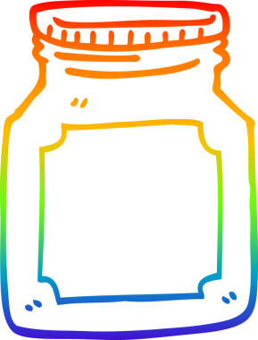 gökkuşağı gradyan çizgi çizimi bir insan tarafından çizilmiş boş bir kavanoz