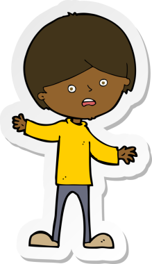 Bir insan tarafından çizilmiş mutsuz bir çocuğun çıkartması.