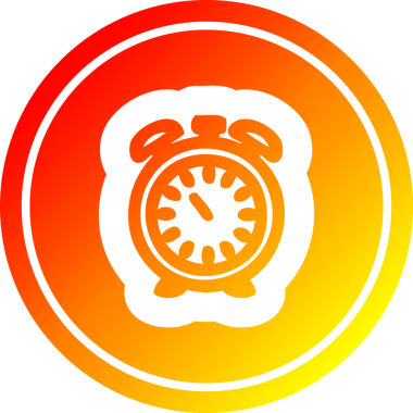 Alarm saati dairesel simgesi bir insan tarafından çizilmiş sıcak gradyan bitiş