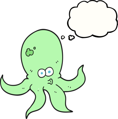 Bir insan tarafından çizilmiş serbest çizim baloncuk ahtapot.