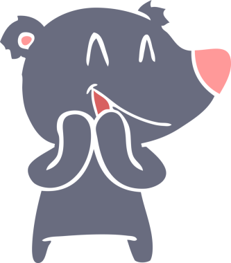 Gülen ayı düz renkli çizgi film bir insan tarafından çizildi.