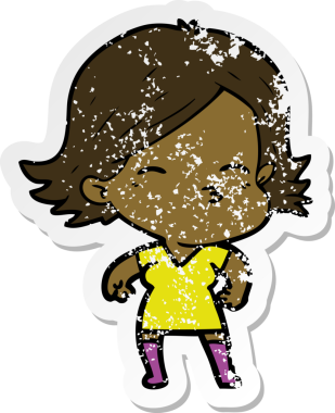 Bir insan tarafından çizilmiş karikatür bir kadının sıkıntılı çıkartması.