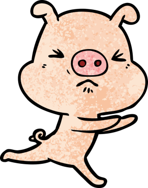 Bir insan tarafından çizilen kızgın domuz çizgi filmi.