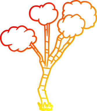 Bir insan tarafından çizilmiş karikatür, seyrek bir ağacın sıcak çizgi çizimi.