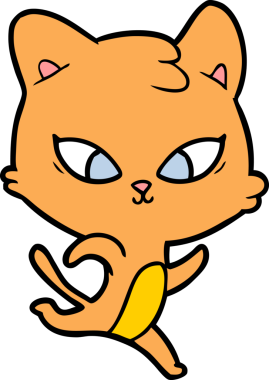 Bir insan tarafından çizilmiş sevimli çizgi film kedisi.